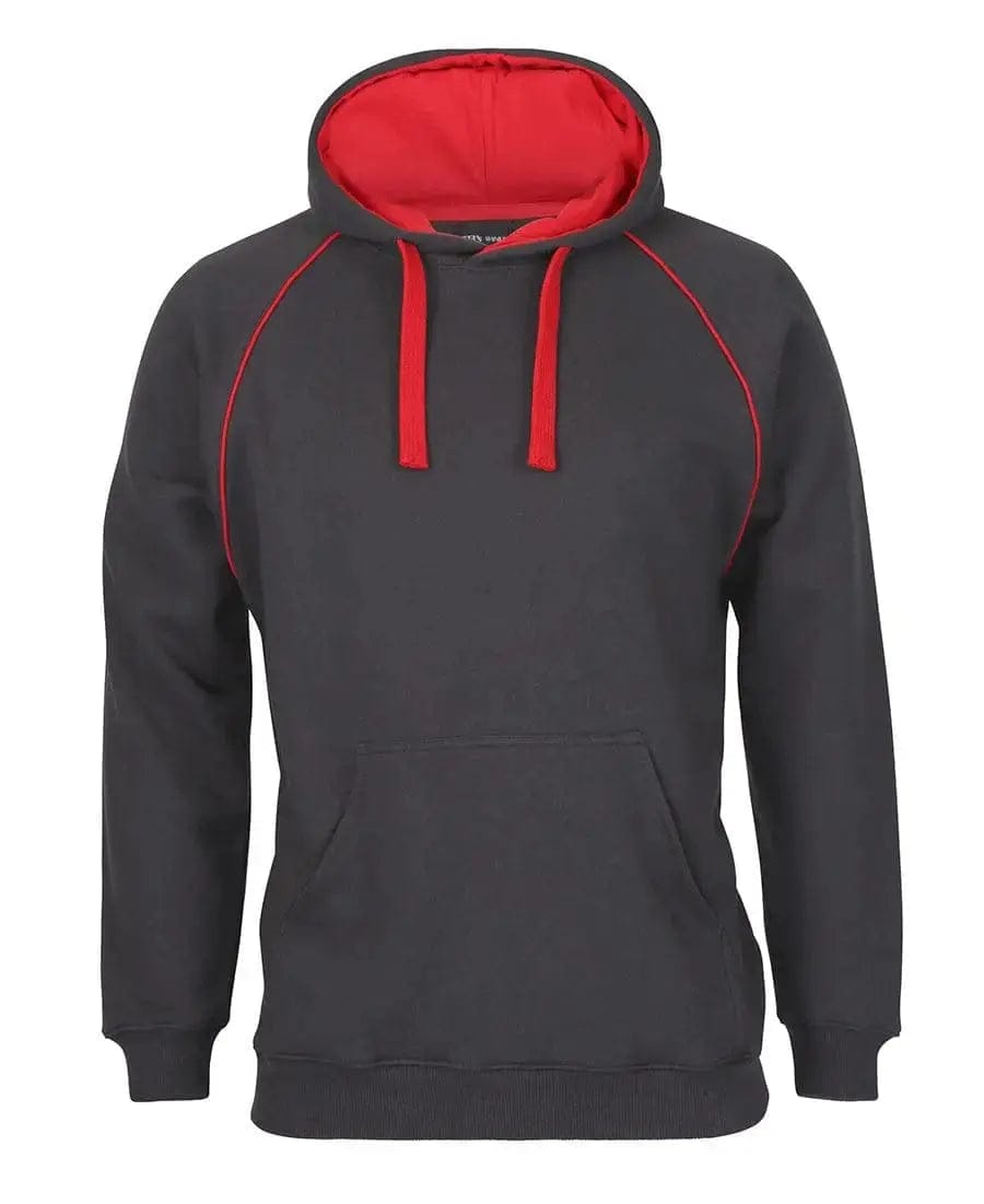Kids Contrast Fleecy Hoodies 3CFH in Gunmetal/Red